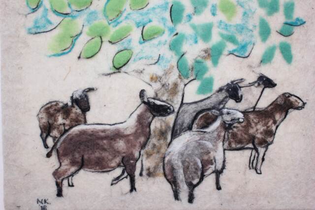 Needle Felted Sheep Wall Hanging Handmade Wool Animal Picture - image 1