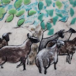 Needle Felted Sheep Wall Hanging Handmade Wool Animal Picture - thumbnail 3
