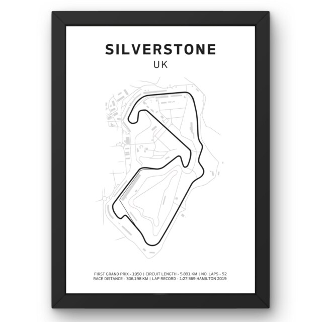 Silverstone F1 Track Poster - Iconic Formula 1 Wall Art, British Grand Prix Circuit Map, Perfect Gift For Fans