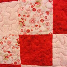 "Handmade Full Size Quilt Pink & Red Patchwork Bedding - 71"" X 82" - thumbnail 3