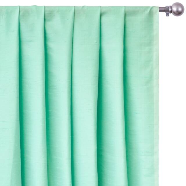 Mint Green Silk Dupioni Curtain Panels - Rod Pocket, Grommet, Box Pleat, Three Pinch Tab Top & Plain Ring Top - image 1