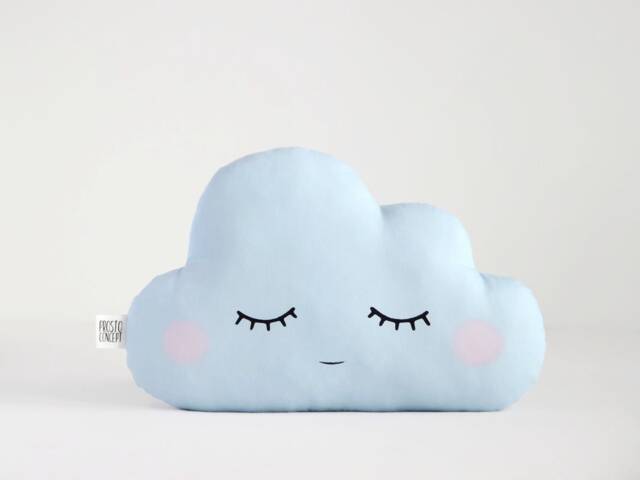 Light Blue Cloud Pillow With Pink Cheeks For Nursery Decor, Baby Cushion Shower Gift Newborn Infant Boy Girl Throw Kids Room Teepee Sky - image 1