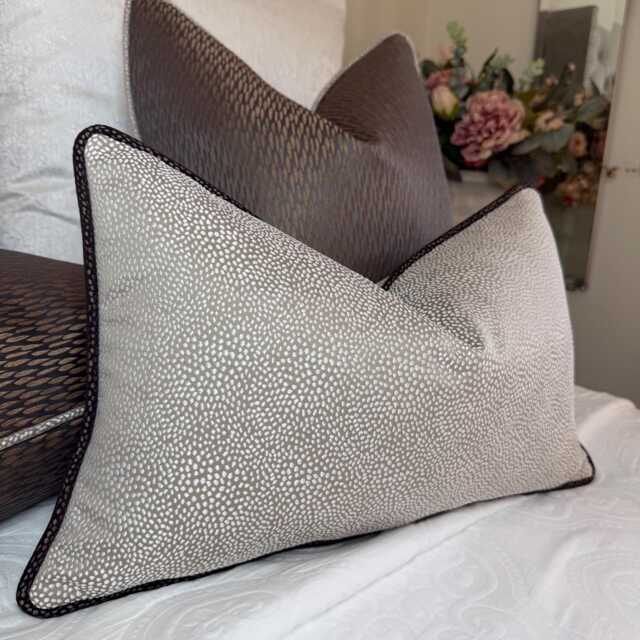 Nougat Cushion Cover Brown Piping Blean Textured Ashley Wilde Luxury Piped Pillow Case Living Room Or Bedroom Decor - image 1