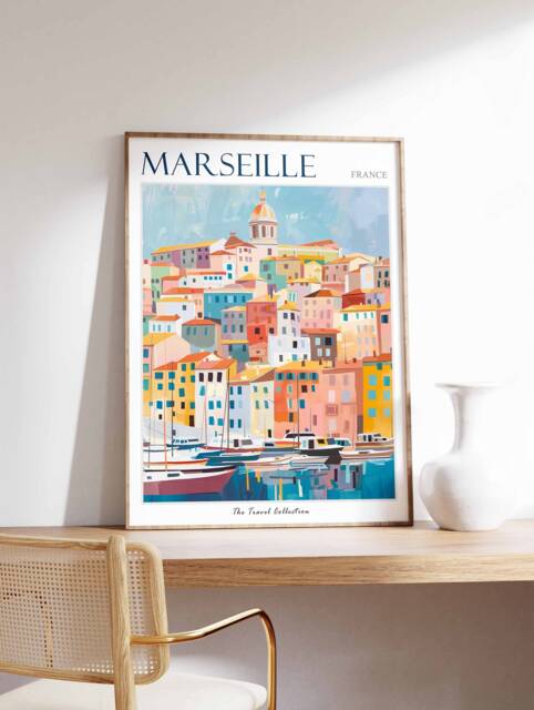 Marseille France Travel Poster Colorful City Wall Art - image 1