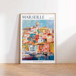 Marseille France Travel Poster Colorful City Wall Art - thumbnail 3