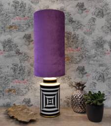 Extra Tall Drum Lampshade in Purple Velvet, 50cm Height