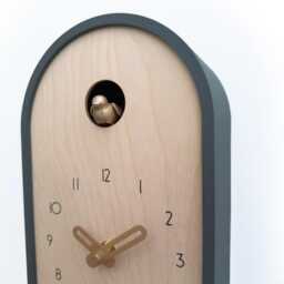 Modern Cuckoo Clock - Anthracite With Brass Painted Accessories - thumbnail 4