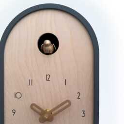 Modern Cuckoo Clock - Anthracite With Brass Painted Accessories - thumbnail 3