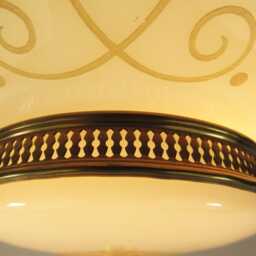 1970's Decorative Ceiling Shade With Raw Brass Semi Flush Fixture - Ready To Hang 12 - thumbnail 3