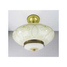 1970's Decorative Ceiling Shade With Raw Brass Semi Flush Fixture - Ready To Hang 12 - thumbnail 1