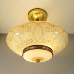 1970's Decorative Ceiling Shade With Raw Brass Semi Flush Fixture - Ready To Hang 12 - thumbnail 2