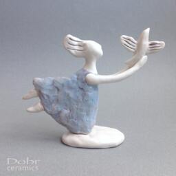 Ceramic Figure, Statuette, Sculpture, Sculpture, Bird, Blue, White, Made To Order