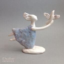 Ceramic Figure, Statuette, Sculpture, Sculpture, Bird, Blue, White, Made To Order - thumbnail 4