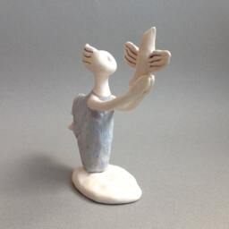 Ceramic Figure, Statuette, Sculpture, Sculpture, Bird, Blue, White, Made To Order - thumbnail 2
