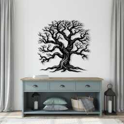 Gothic Tree Of Life Metal Wall Art, Large Rustic Branch Decor, Unique Housewarming Gift