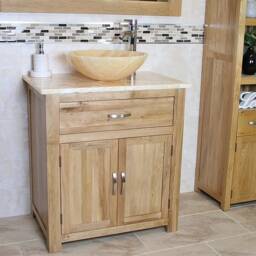Bathroom Vanity Unit Oak Modern Cabinet Wash Stand Golden Onyx Top & Basin 502Go025Go - thumbnail 2