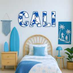 Surfer Name Sign - Personalised Wall Wooden Custom Surfing Nursery Decor Surf Art Theme - thumbnail 1