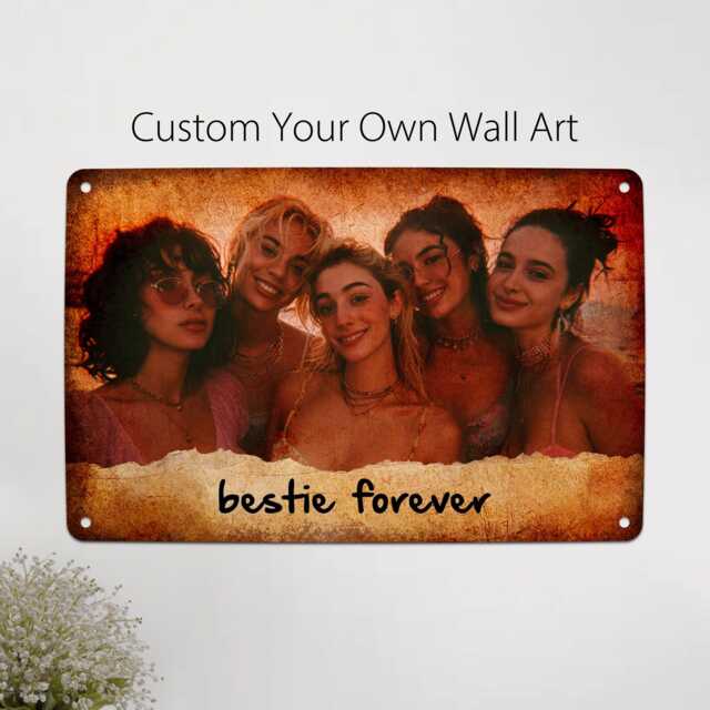 Custom Best Friend Photo Metal Wall Art Gifts, Personalised Picture Portrait Sign, Gifts For Bestie, Long Distance Friendship Anniversary - image 1