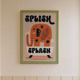 Splish Splash Elephant Bathroom Print, Fun Toilet Wall Art, Funny Poster, Funky Home Decor, Maximalist Trendy, Colourful Animal Art - thumbnail 2