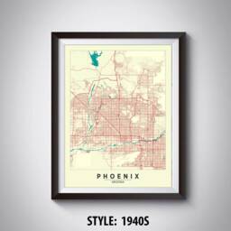 Phoenix Arizona Map Art Print Black & White Office Decor - thumbnail 2