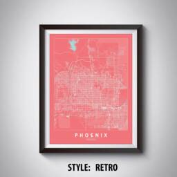 Phoenix Arizona Map Art Print Black & White Office Decor - thumbnail 4