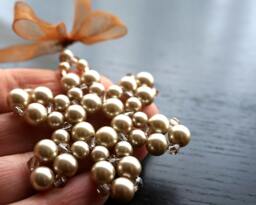 Modern Christmas Tree Ornament Champagne Pearl Beaded Snowflake Crystal Star Christmas Decor Holiday Decorations