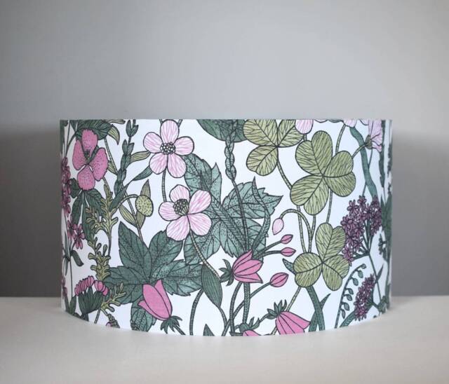 Wild Flower Lampshade in Green & Pink Scandinavian Fabric, 20cm To 45cm ?? Handmade By Vivid Shades - image 1