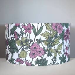Wild Flower Lampshade in Green & Pink Scandinavian Fabric, 20cm To 45cm ?? Handmade By Vivid Shades - thumbnail 2