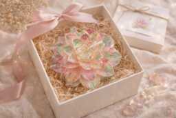Handmade Lotus Flower Candle - Pink Green Gold Floral Decor, Meditation Wax