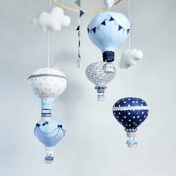 Hot Air Balloon Mobile For Baby Boy, Travel Theme Nursery Decor - thumbnail 4