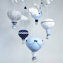Hot Air Balloon Mobile For Baby Boy, Travel Theme Nursery Decor - thumbnail 3