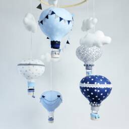Hot Air Balloon Mobile For Baby Boy, Travel Theme Nursery Decor - thumbnail 2