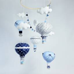 Hot Air Balloon Mobile For Baby Boy, Travel Theme Nursery Decor - thumbnail 1