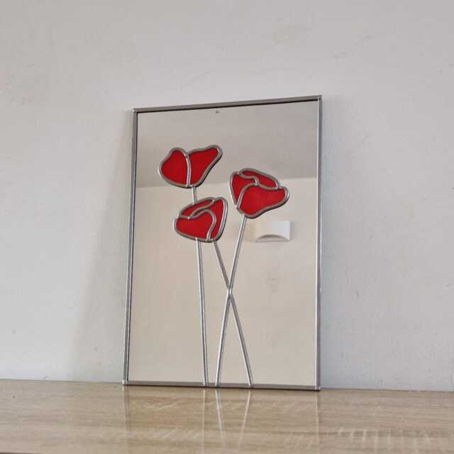 Vibrant Red Poppies Mirror. Mackintosh Style. Art Nouveau. 21x30cm - image 1
