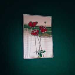 Vibrant Red Poppies Mirror. Mackintosh Style. Art Nouveau. 21x30cm - thumbnail 2