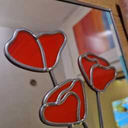 Vibrant Red Poppies Mirror. Mackintosh Style. Art Nouveau. 21x30cm - thumbnail 3