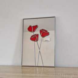 Vibrant Red Poppies Mirror. Mackintosh Style. Art Nouveau. 21x30cm - thumbnail 1