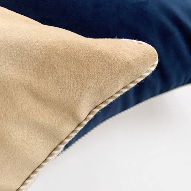 Caramel Velvet Pillow Cover Light Beige Taupe Throw Cushion With Piping - image 1