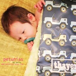 Personalized Baby Lovey Blanket, Satin & Minky, Newborn Gift - thumbnail 2