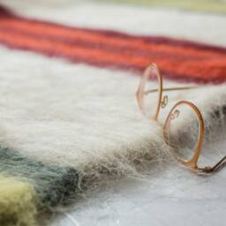 Red Green Wool Rug Striped Living Room Carpet - thumbnail 4