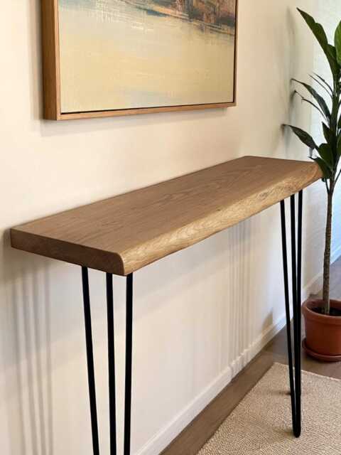 Large Console Table With Hairpin Legs - With Live Edge - Made To Order - image 1