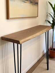 Large Console Table With Hairpin Legs - With Live Edge - Made To Order - thumbnail 1