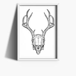 Animal Skull Print - Deer Living Room Wall Art Home Decor Man Cave Sign Edgy Prints - thumbnail 2