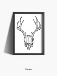 Animal Skull Print - Deer Living Room Wall Art Home Decor Man Cave Sign Edgy Prints - thumbnail 1