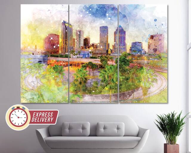 Tampa Skyline Canvas Art, Print, Wall Photo, Florida Gift - image 1