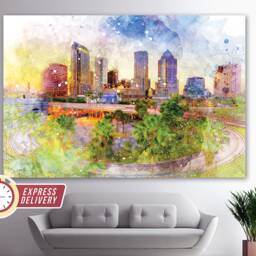 Tampa Skyline Canvas Art, Print, Wall Photo, Florida Gift - thumbnail 3