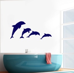 Dolphins Family Vinyl Wall Decal Ocean Sea Beach Decor Art Room Stickers Mural - #2675Di - thumbnail 1
