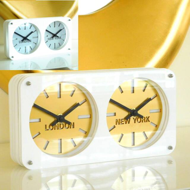Spirit Gloss White Timezone Desk-Wall Clock - image 1
