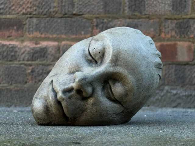 Large Face Sculpture Concrete Head Figurine Stone Modern Statue Abstract Ornament Outdoor Garden Decoration Garden Art Gothic Lover Gift - image 1