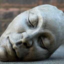 Large Face Sculpture Concrete Head Figurine Stone Modern Statue Abstract Ornament Outdoor Garden Decoration Garden Art Gothic Lover Gift - thumbnail 2